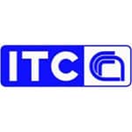 Logo of ITC featuring a blue and white design, highlighting the brand's identity and professionalism in its industry.