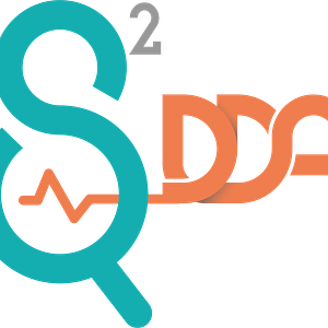 Logo design for S²DDA, featuring a stylized representation of the letters with a heartbeat line, symbolizing data-driven analysis or health technology.