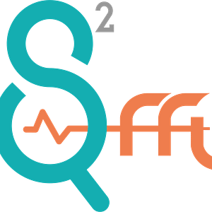 Logo design featuring the phrase S² FFT with a heartbeat line, representing technology or data analysis in a modern style.